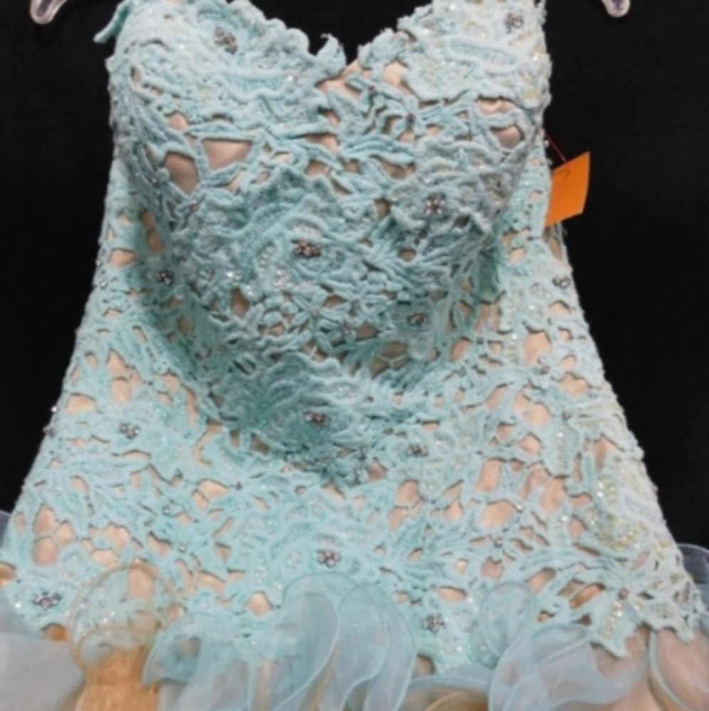 Panoply aqua/nude prom dress